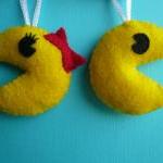 Mr. and Mrs. Pac man Ornament Set