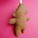 Felt Christmas Ornament - Terrifed Gingerbread Man