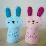 Handmade Finger Puppets - Pink bunn..