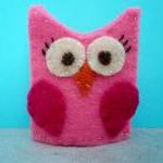Pink Felt Owl Finger Puppet