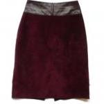 Suede Skirt Leather Burgundy Pencil Skirt - Danier