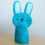Handmade Finger Puppets - Pink Bunny And Blue..