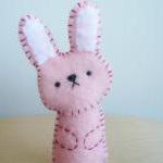 Handmade Finger Puppets - Pink Bunny And Blue..