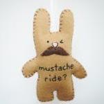Mustache Bunny Plush - handmade orn..