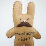 Mustache Bunny Plush - handmade orn..