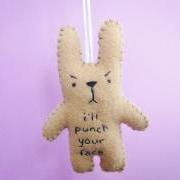 Funny ornaments, I'll punch your face, funny bunny