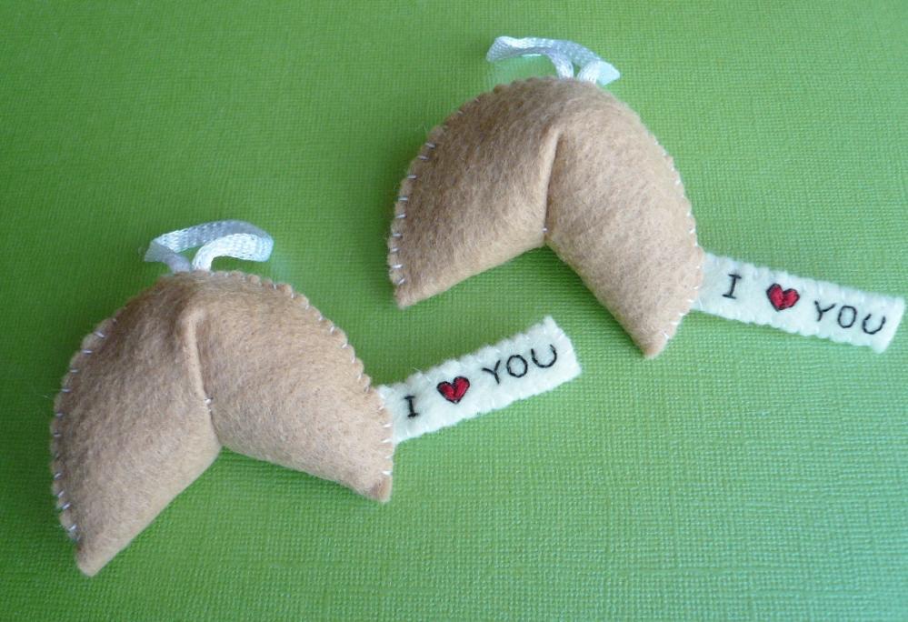 Handmade Ornaments - I Love You Fortune Cookie (x2)