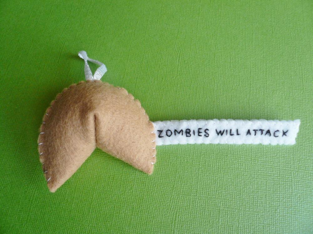 Felt Ornament Funny - Zombie Fortune Cookie