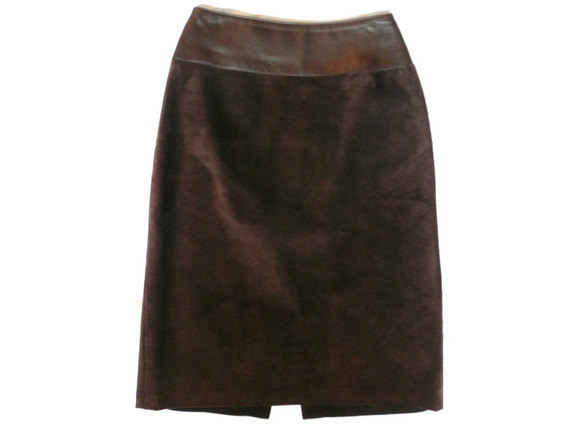 Leather Brown Suede Skirt Danier