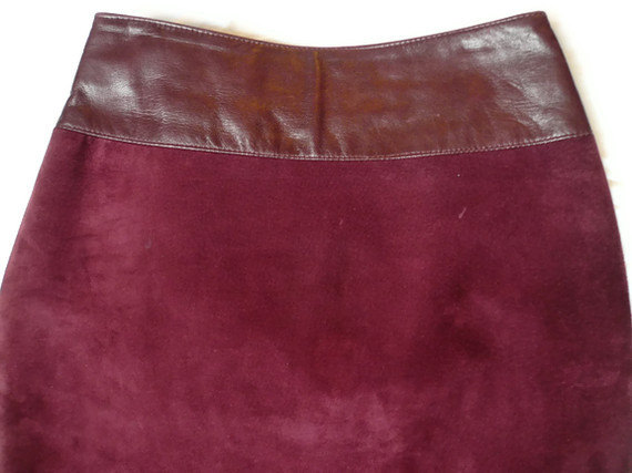Suede Skirt Leather Burgundy Pencil Skirt - Danier on Luulla