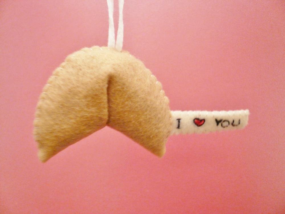 Felt Ornament - Fortune Cookie Ornament - I Love You