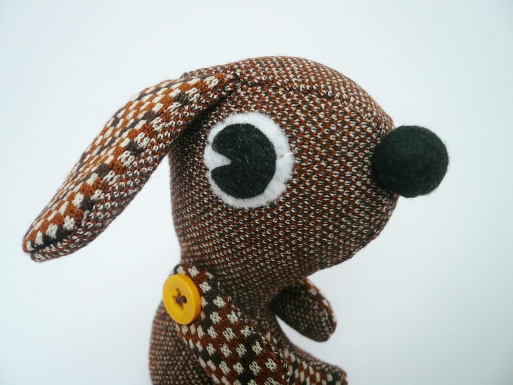 Plush puppy dog - Stuffed Doggy - Brown Vintage style stuffie